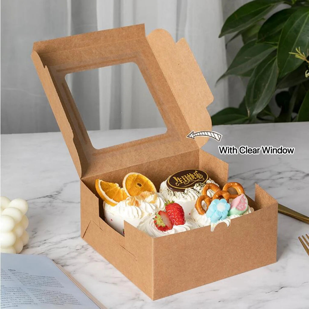 Afternoon Tea  Wholesale Mousse Cake Packaging Box Bakery Luxury Disposable Paper Cake Box with Handle