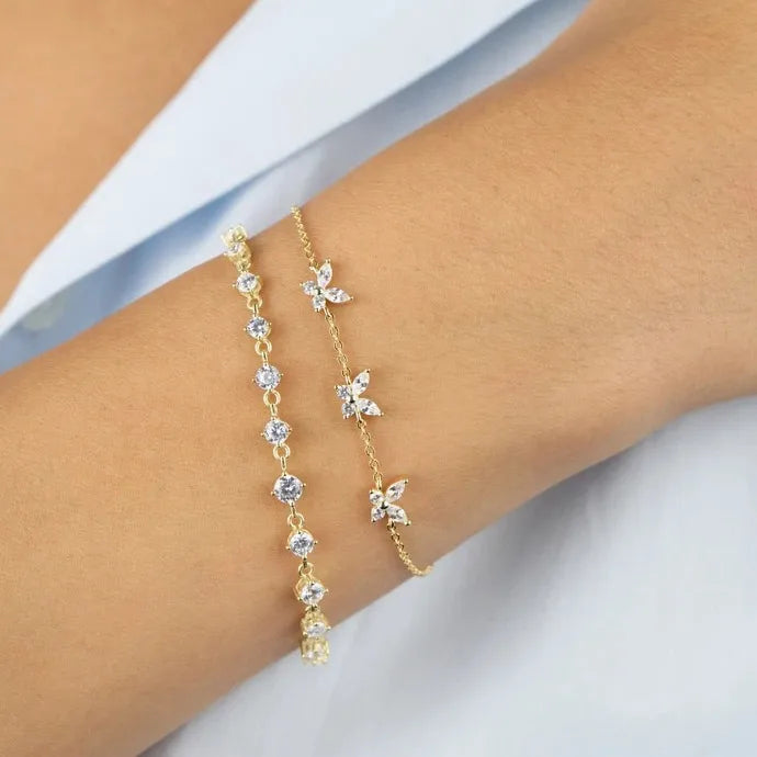 Low MOQ 10pcs Women's Classic Princess Cut Crystal Zircon 925 Sterling Silver Butterfly Bracelet for Party & Gift
