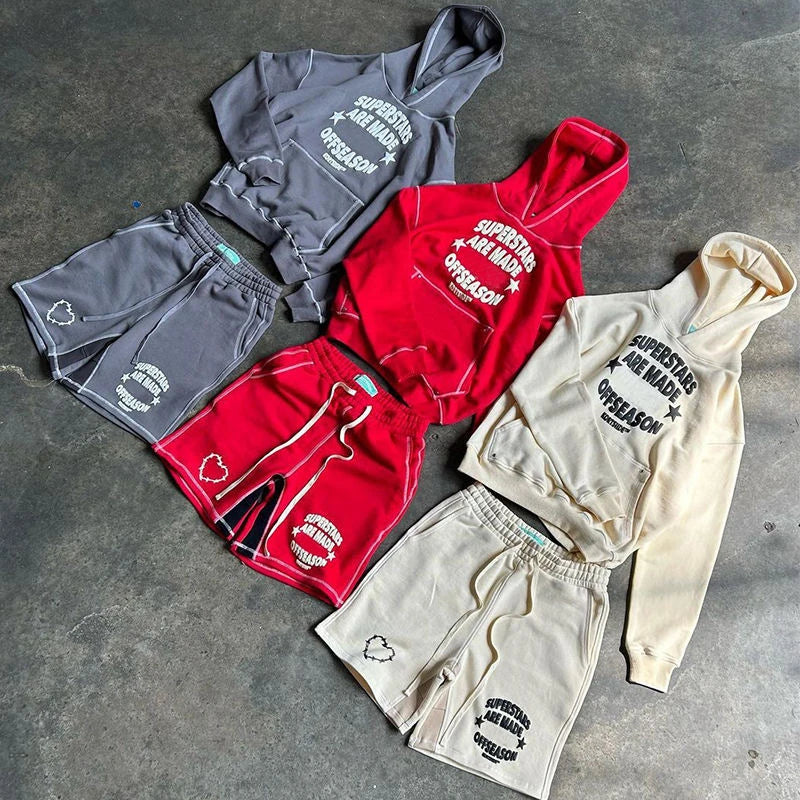 Customize Factory Men's Short Set 100% Cotton T-Shirts Winter Streetwear Crew Neck Quick Dry Air Tracksuit OEM