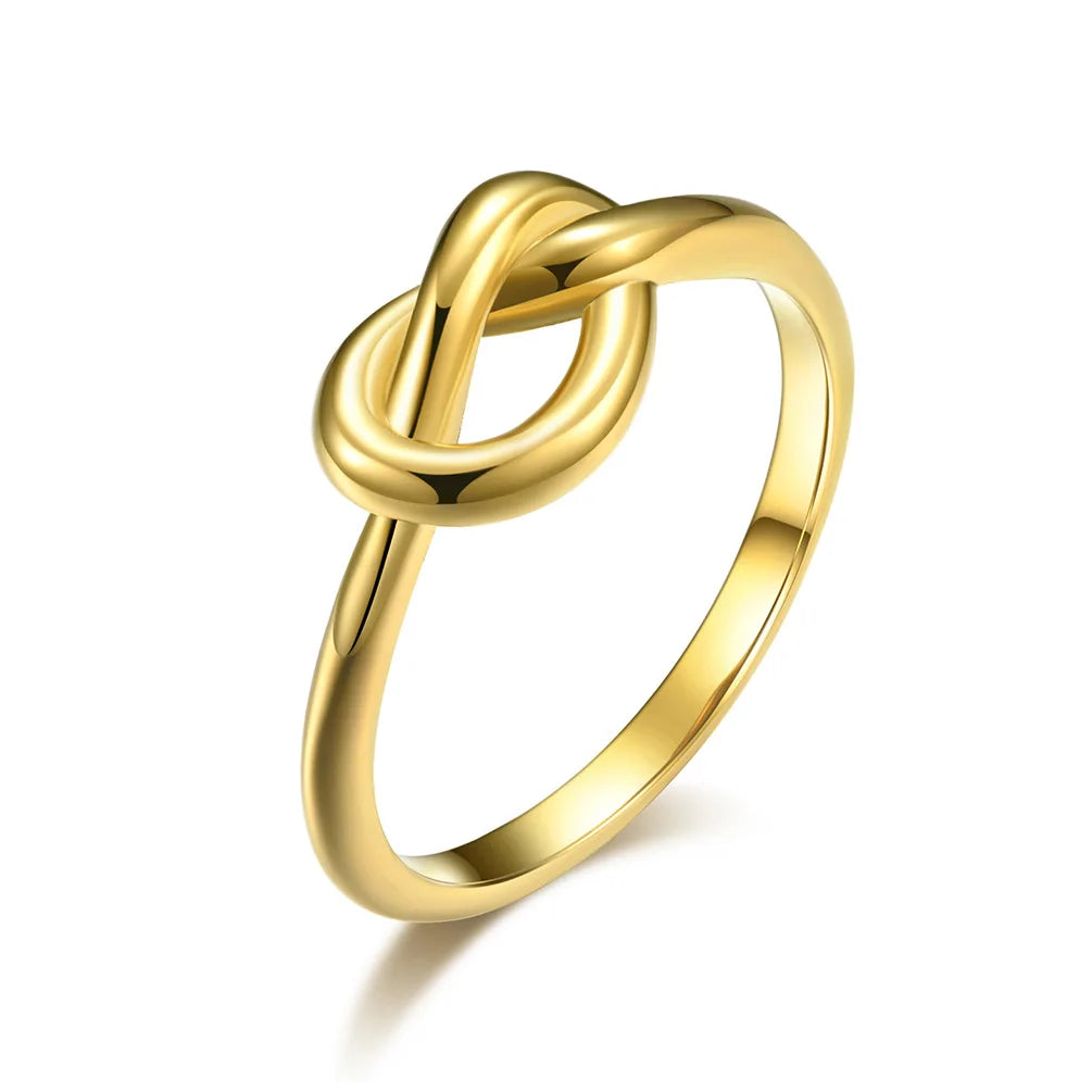 Beimai Unisex Stainless Steel Ring Trendy Knotted Heart Design OEM Rose Gold Plating Classic Style for Engagement Proposals