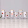 Ready to Ship Christmas Fruit Raised 3D Enamel Applique Motif Gold Rim Highball Cooler Double Old Fashioned Rocks Tumbler Glass