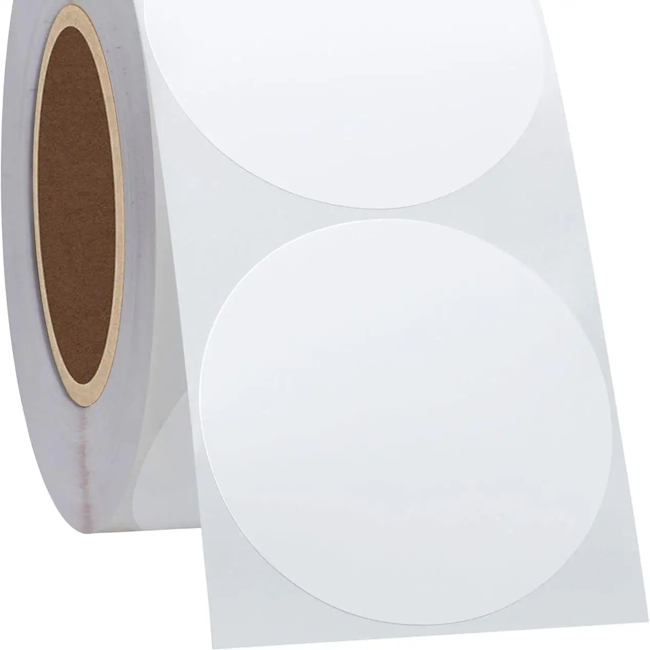 Circle White 2 Inch Color Thermal Printer Stickers Direct Thermal Labels Round Adhesive Paper Roll 750 Pieces Per Roll