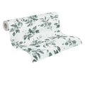 Made in Germany - Wallpaper rolls Floral White Green Silver - Non Woven- Modern Wallpaper Leaves for Walls - 1005 x 053 m