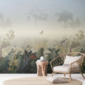 Germany Made Modern Jungle Blue Green Grey Non Woven Vinyl Wall Mural Palm Trees for Bedroom & Hospital Use 2.80x2.65m Removable