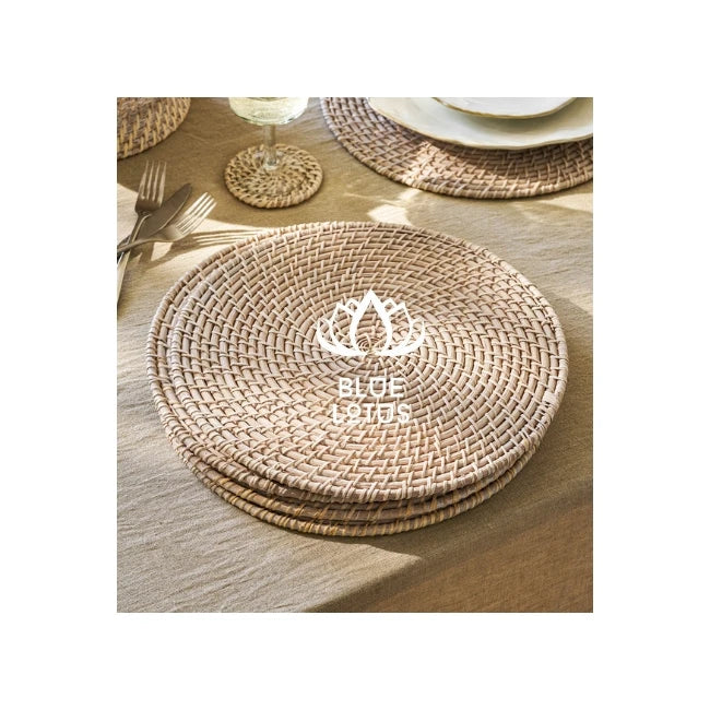 READY to SHIP Eco-Friendly Rattan Placemat From Blue Lotus in Vietnam for Kitchen & Dining Handwoven Reusable Indoor/Outdoor Use