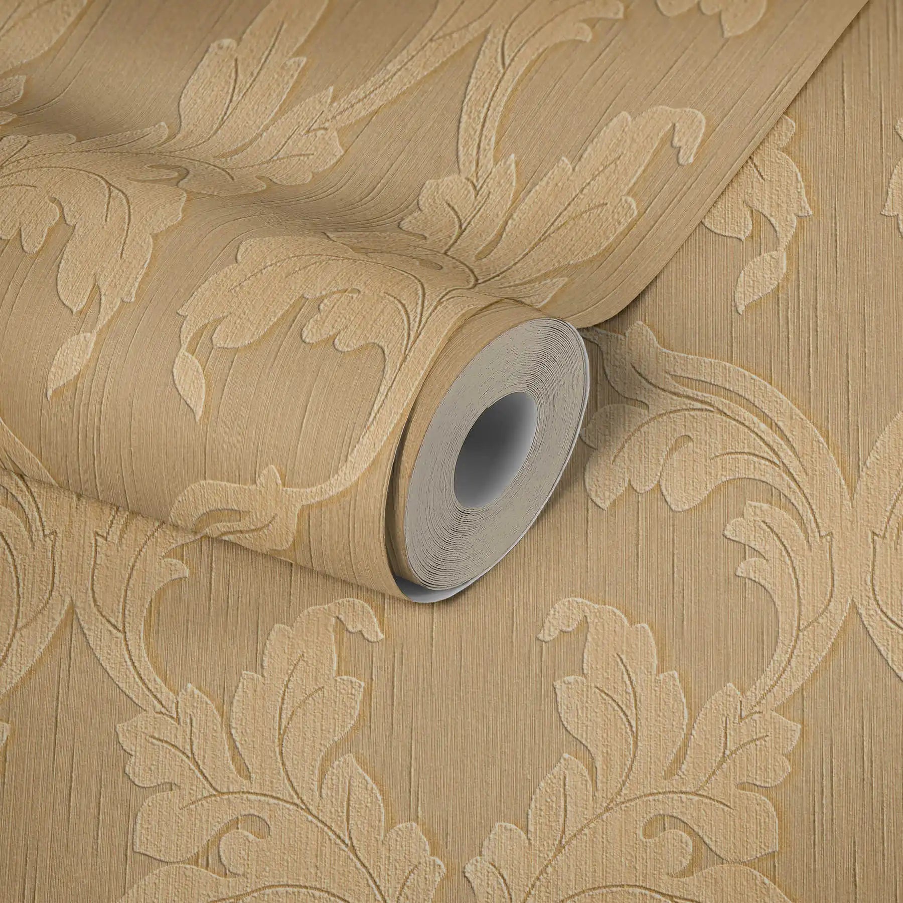 Made Germany Modern Damask Orange Beige Non Woven Wallpaper Rolls Wash-Resistant Light Resistant Bedroom Living Room Kitchen