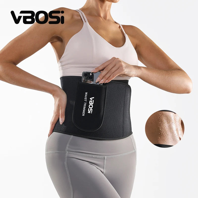 VBOSi Adjustable Neoprene Silver Ion Waist Trainer Men Women's Back Support Brace Phone Pocket Sauna Sweat Trimmer Protective