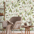 Germany Made Photo Wall Mural Floral Beige Green Black Red Non Woven Vinyl for Bedroom and Hospital 2.80x1.59m