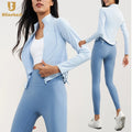 Women's Custom Wholesale Gym Fitness Tops Long Sleeve Zipper Short Yoga Jacket for Winter Sports Running Wear