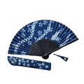 FAREA 21cm Cotton Fabric Fan Handmade Tie-dyed Folding Fan Fabric Folding Fan With Bamboo Handle