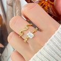 Wholesale for Foxi Trendy Vintage Zircon Finger Ring 18K Gold Plated Wave Shaped Brass Jewelry for Women