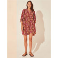 2025 Summer European & American Fashion Women's Dress: Floral Casual Cotton Dress with Drawstring - Beach Vacation Mini Style