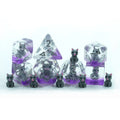 Handmade Cute Grey Cat Polyhedral Resin Dice Set for Board Game Unique Shape and Feature