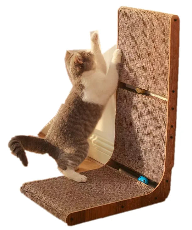 Hot Sale Interactive L-Shape Cat Scratching Pads High Density Corrugated Boards for Playing Resting Claws Stocked Indoor Use