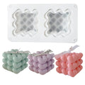 LifeTop 2 Cavity Heart Bubble Cube Candle Molds Silicone Valentine Heart Candle Molds 3D Bubble Molds for Soap Resin Home Decor