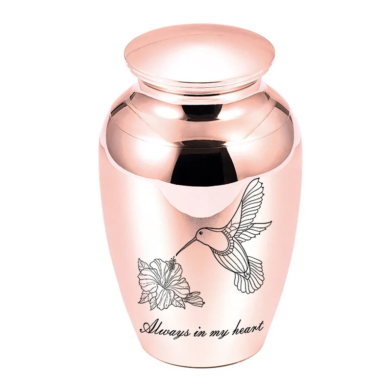 Antique Style Metal Pet Urn with Distressed Finish and Engravable Plate for Classic Home Memorial Display