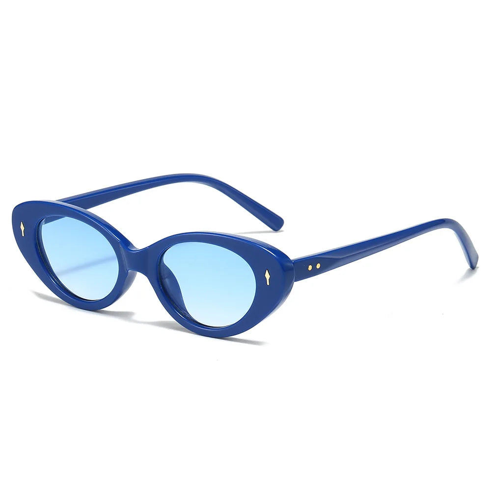 2025 Logo Custom Fashion Men Women PC Colorful Frame Oval Sun Glasses UV400 Small Frame Cat Eye Sunglasses