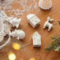New Christmas Tree Charms Painting Pendant Ornament Scene Layout Party Decoration New Year Gift Christmas Ceramic House Pendant
