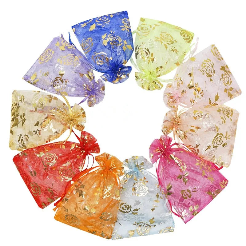 9x12 cm Organza Fabric Bags Flower Organza Bag Mesh Packaging Pouch Bag Jewelry Bags MegaBDM