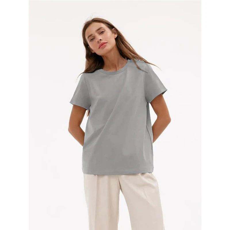 2025 Summer New Style Women's European and American Fashion Casual Home & Commuting Versatile Crew Neck Short-Sleeved T-Shirt