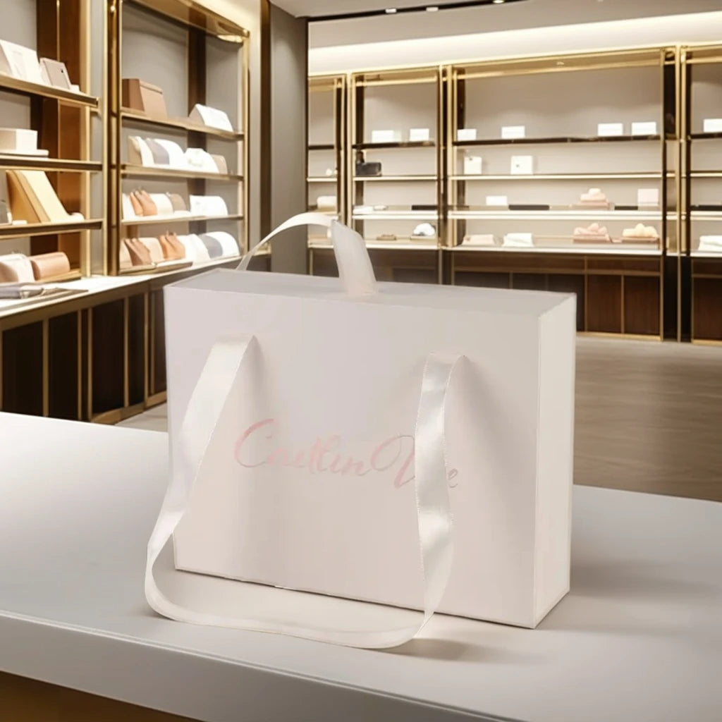 Luxury Pink Drawer Gift Packaging for Wig Hair Extensions Wedding Dress Hat T-Shirt Scarf Boxes with Ribbon Paper Packaging