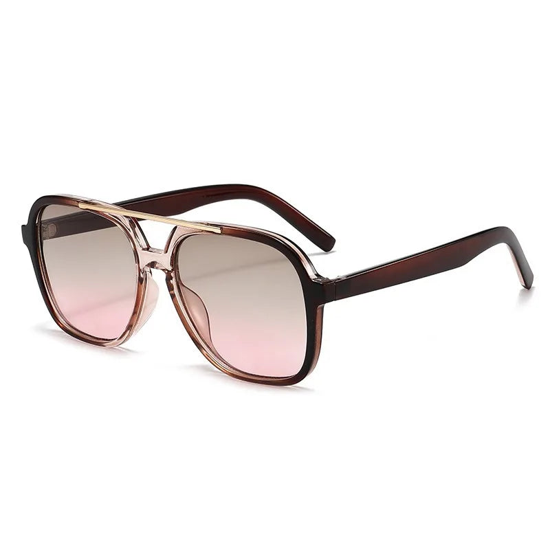Custom Logo 2026 Fashion Men Women Big Frame Pilot Sun Glasses Gradient Lens Shades UV400 Double Bridge Square Sunglasses MegaBDM