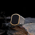 Turkish Vintage Mens 925 Sterling Silver Bezel Setting Onyx Ring for Wedding Party Luxury Jewelry Wholesale Azuris Customized