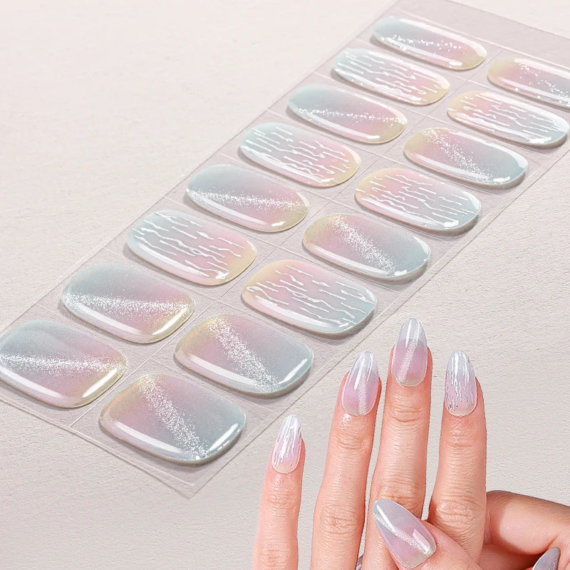 Wholesale Environmentally Friendly Non-Toxic Semi-Cured Gel Nail Stickers Customizable Nail Gel Strip