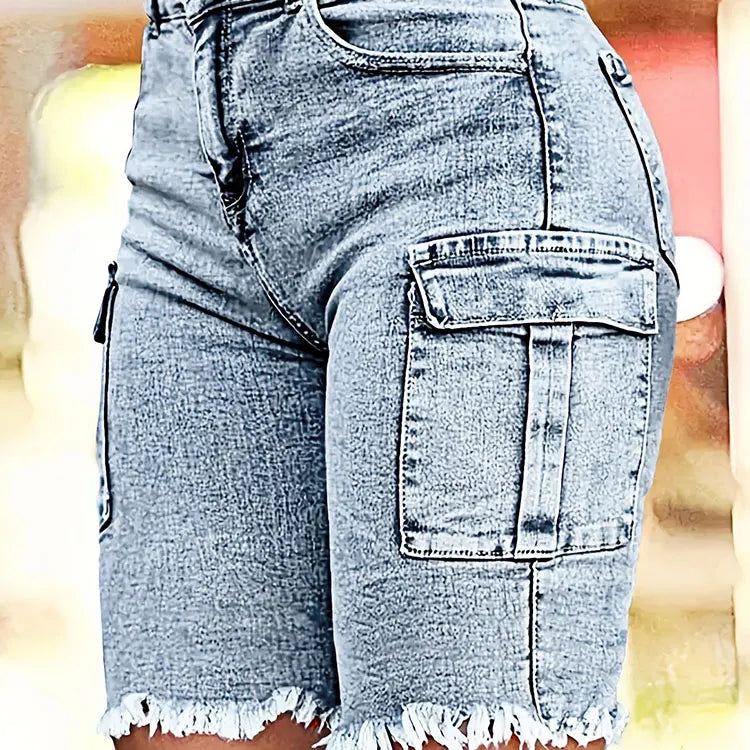 Plus-Size Women's Western Denim Pants - Cross-Border Drop-Shipping High-Waisted with Side Pockets Stretchy Washed Fabric