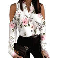 2025 New Popular Versatile Long-Sleeve Cold-Shoulder Printed Shirt Blouse Tops for Women Stylish