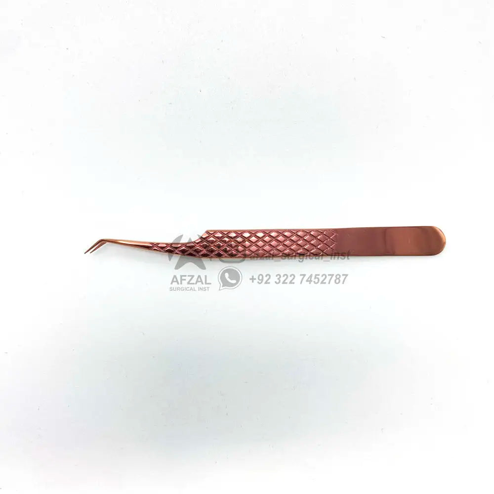 New Fiber Tip Tweezer Eyelash Extension Tweezer Sustainable Rose Gold Solid Color Lash Extension Tweezers Fiber Tip 45 degree