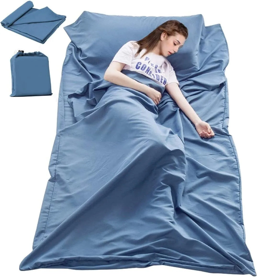 WOQI Travel Sleeping Liner Lightweight Breathable Cotton Sleeping Camping Sheet Ultralight Compact Sleep Sheet Carry Bag