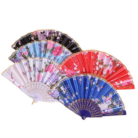 FAREA 2025 Customized Silk Fabric Plastic Folding Hand Fan Gilding Chinese Style Hand Fan Printed Manual Fan