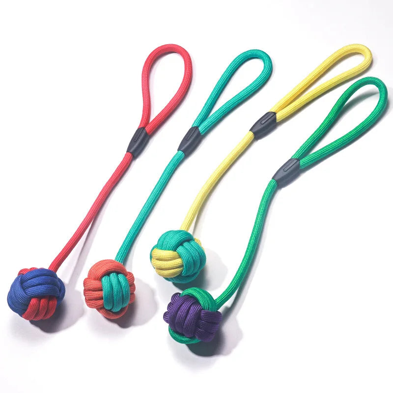 Tear-resistant Rotating Knots Dog Bite Toy Rope Ball Strap for Tug of War Tossing and Fetching