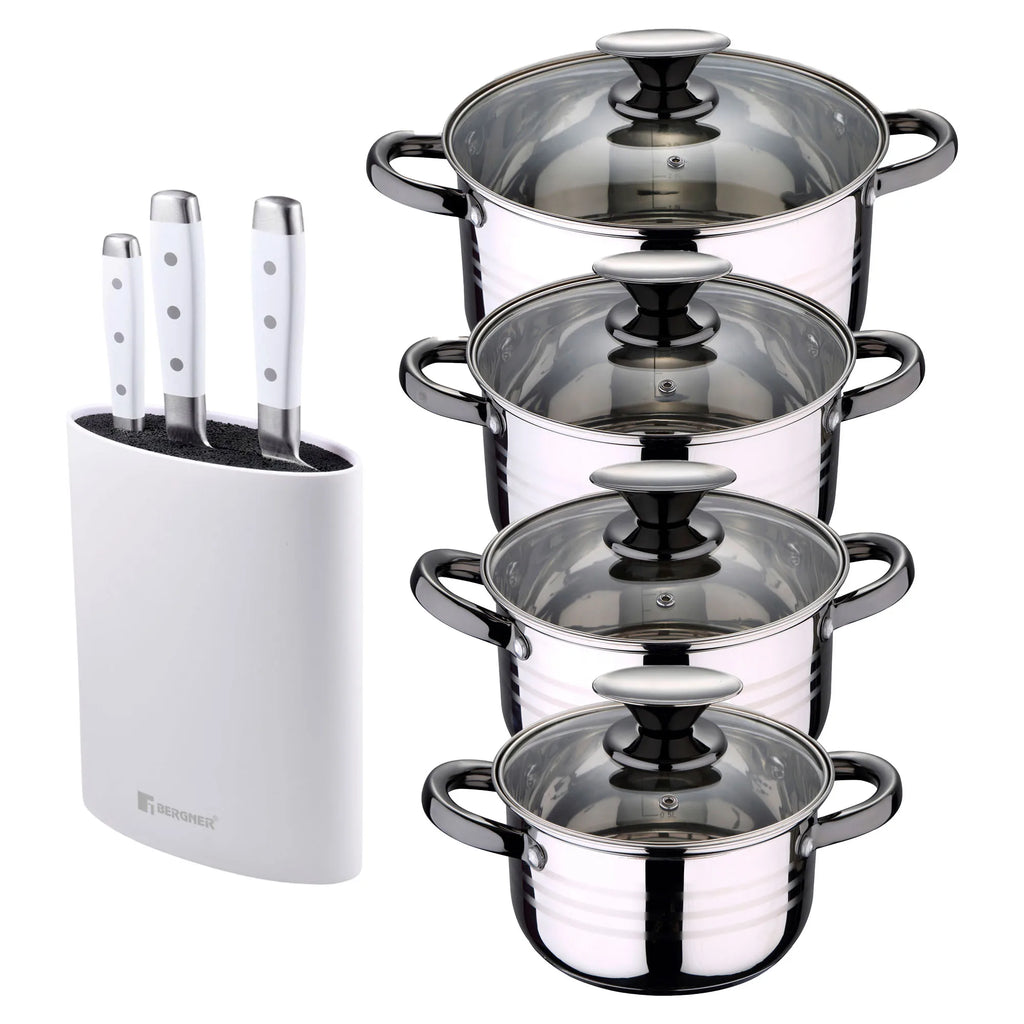 8-piece stainless steel cookware set suitable for induction cooktops San Ignacio Premium Collection + 3-piece stainless steel