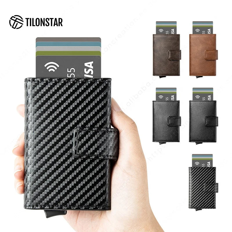TILONSTAR TVC204 Sublimation ID Card Holder Slim Minimalist Pop up Wallet Leather  Aluminum Card Holder for Men