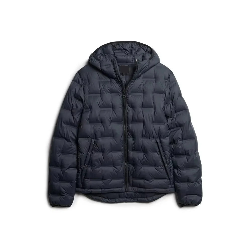 Hot Selling Premium Quality Coated Canvas Men's Puffer Jacket New Design Heavyweight Zipper Stand Collar Winter High Street