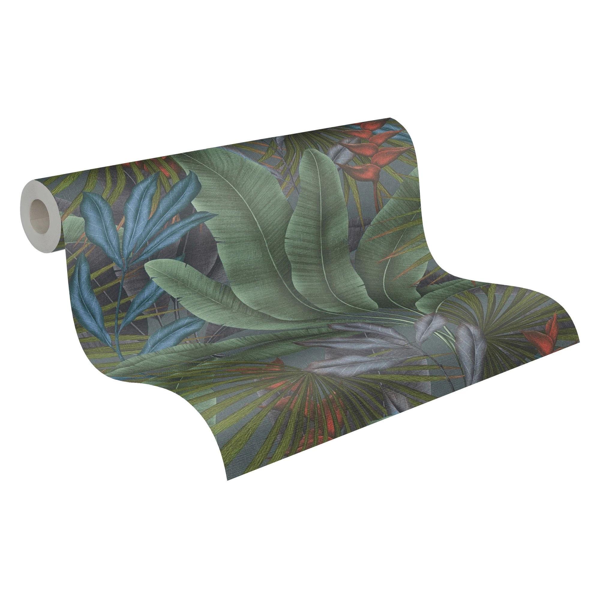 Made Germany Floral Jungle Grey Green Red Blue Non Woven Vinyl Wallpaper Rolls for Living Room Hotel Use-1005x053m Modern
