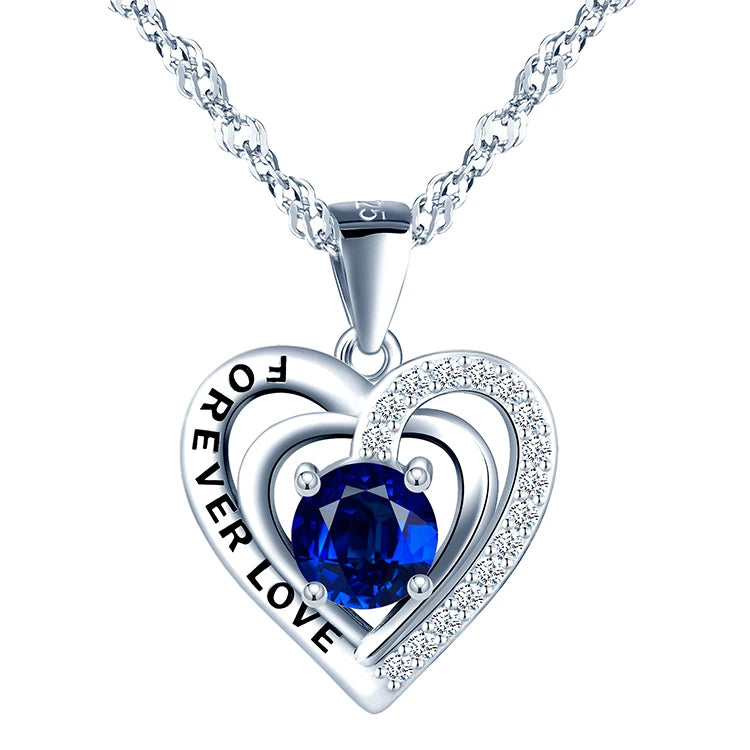 925 Sterling Silver CZ  Heart Pendant Necklace Engagement Rhodium Plating for Weddings Parties
