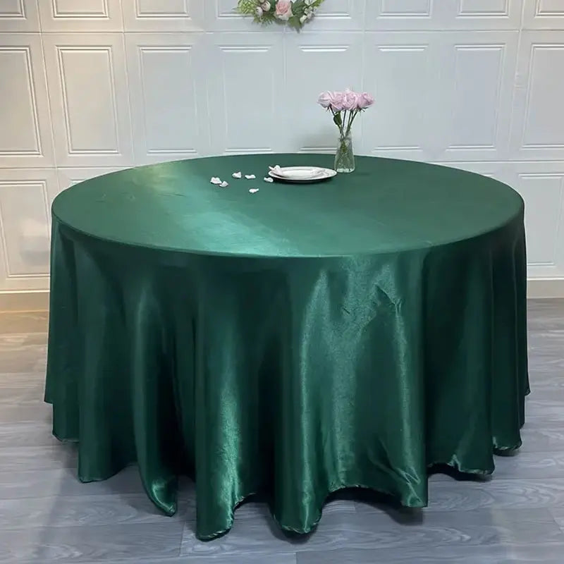 Wedding Party Banquet 120 Round Satin Tablecloth Custom Solid Color Polyester Table Covers