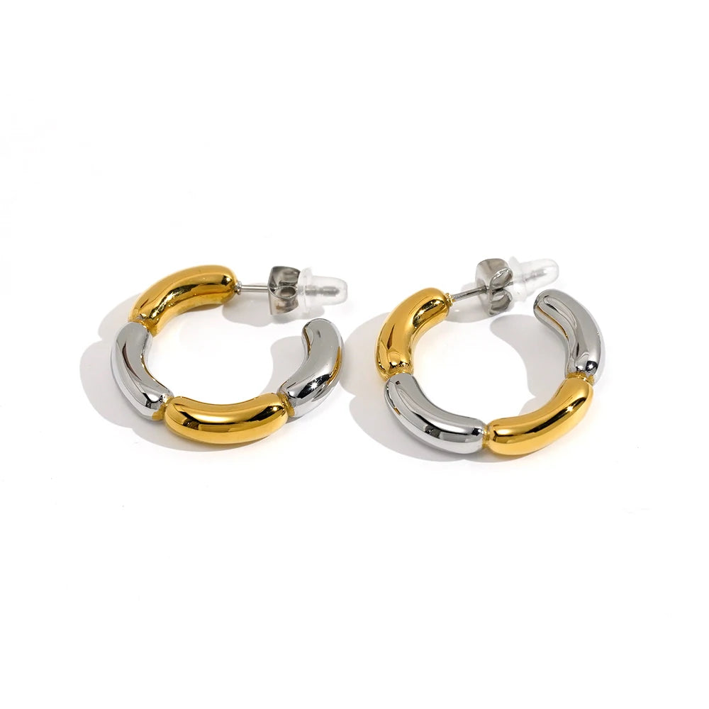 Latest 18K Gold Plated Stainless Steel Jewelry Mix Color Flower Shape Hoop Earrings Waterproof for Woman Gifts Earrings E251661