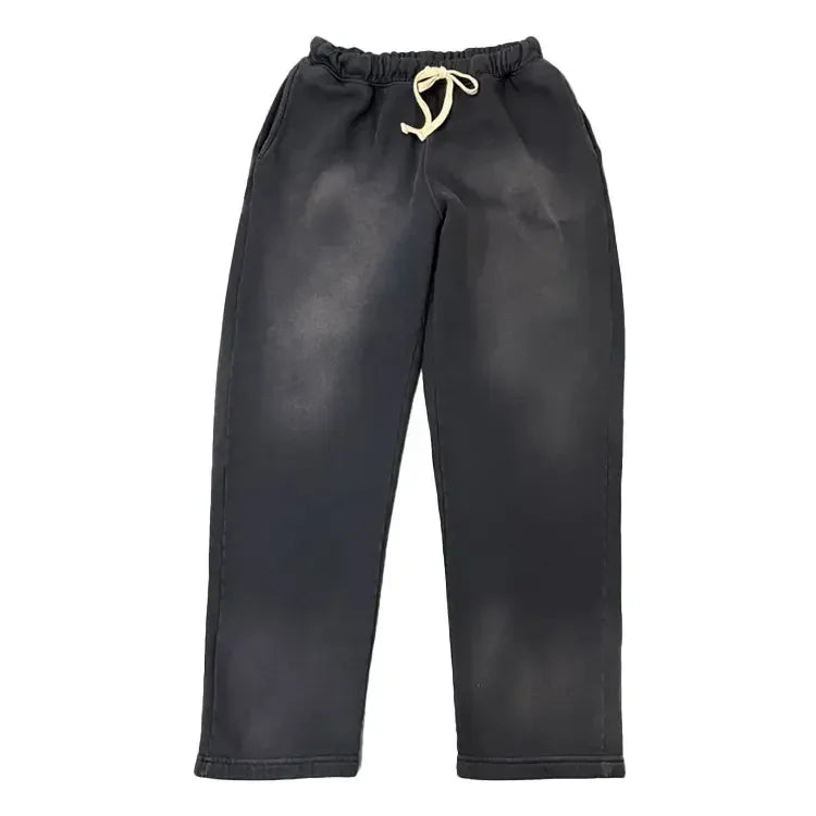 New Men's 420 Gsm Heavy Weight 100% Cotton Baggy Acid Wash Sweat Pants Boot Cut Vintage Washed Sweatpants