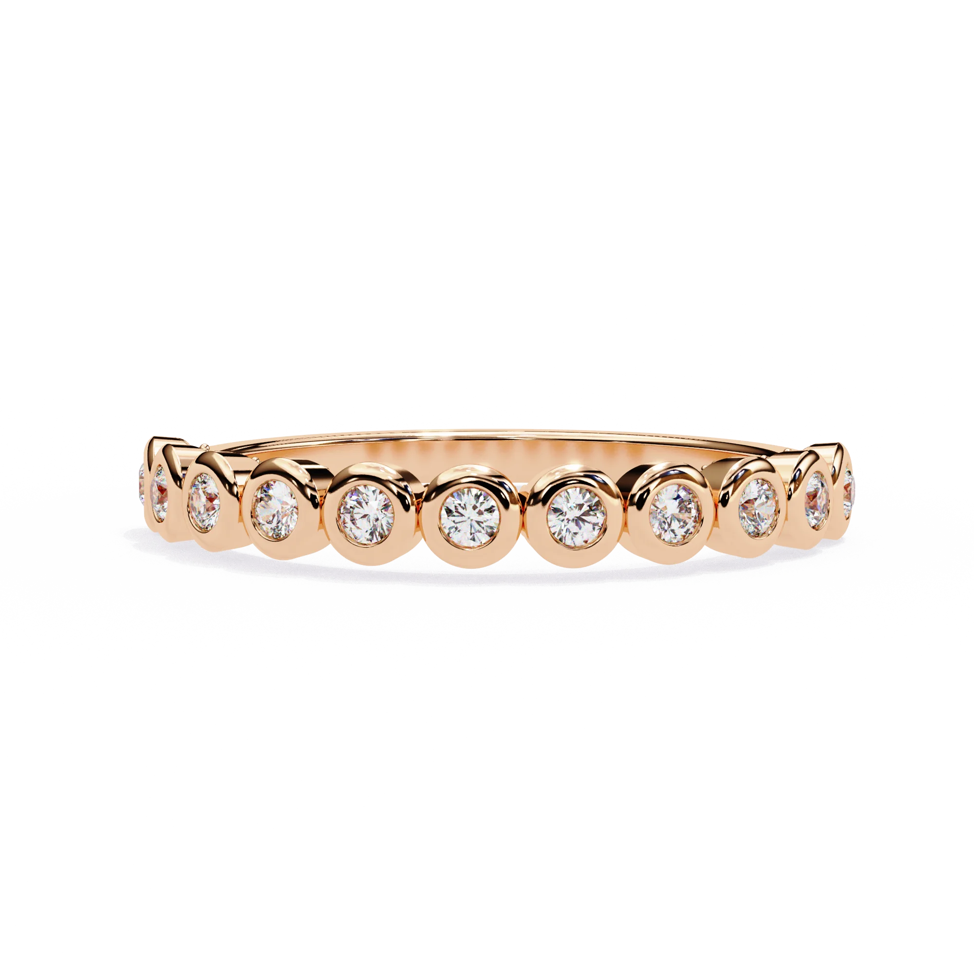 14k Rose Gold Platinum Lab Grown Diamond Half Eternity CVD Brilliant Cut IGI Certified Classic Women's Wedding Band Ring