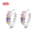 Fashion Silver Plated Jewelry Non Tarnish Colorful Multicolour Cz Cubic Zirconia Women 925 Silver Hoop Huggie Earrings Hoops