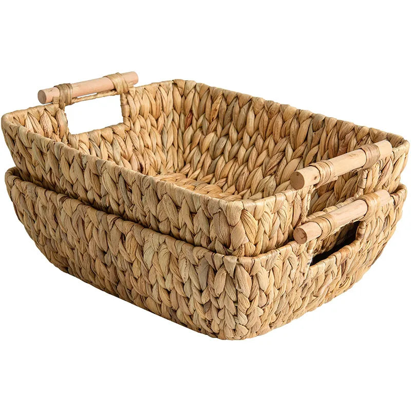 Storage Use Seagrass Basket Water Hyacinth Water Hyacinth Wicker Handmade Traditional Storage Bask for Book Newspaper Magazine