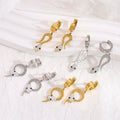 Tarnish Free Snake Pendant Earrings 18K Gold Plated Stainless Steel Hoop Earrings Elegant Snake Shape Waterproof Hoop Earrings