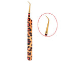 2025 Cheetah Leopard Print 45 90 Degree Slim Boot Sustainable Precision Stainless Steel Eyelash Tweezers Metal Material