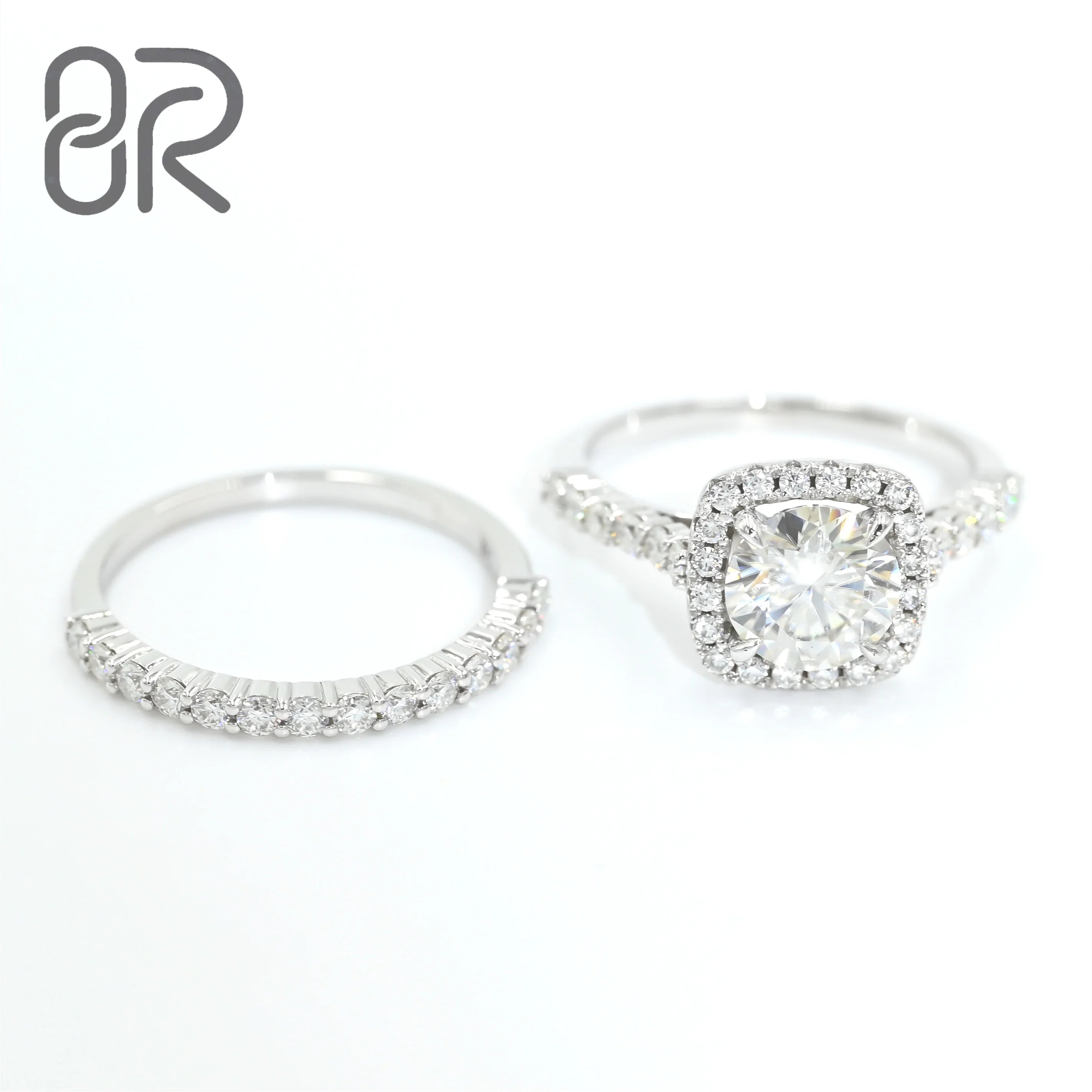 3.0ct Moissanite Jewelry VVS Rings Real Gra Certified Cushion Cut 925 Silver Gold Plating Rings Jewelry Women Men