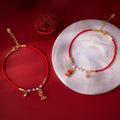 Good Fortune Symbol Red String Gold Plated Koi Fish and Bell with Shell Beads Charm Bracelet Present Best Wishes for Gift
