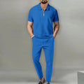 OEM custom logo embroidery printed design cross-border new high-end waffle short-sleeved zipper top short-sleeved polo suit sets